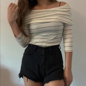Off the shoulder fitted stripe top-small/medium